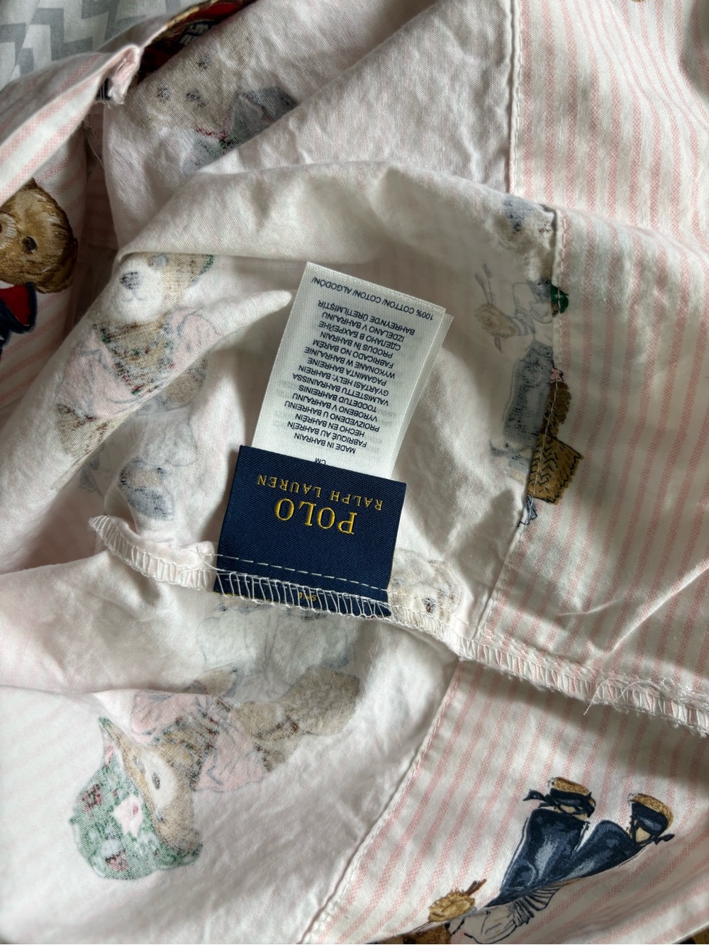 POLO RALPH LAUREN 1 Polo Bear Standard Pillowcase Pink Striped Girl Bear - Picture 8 of 10